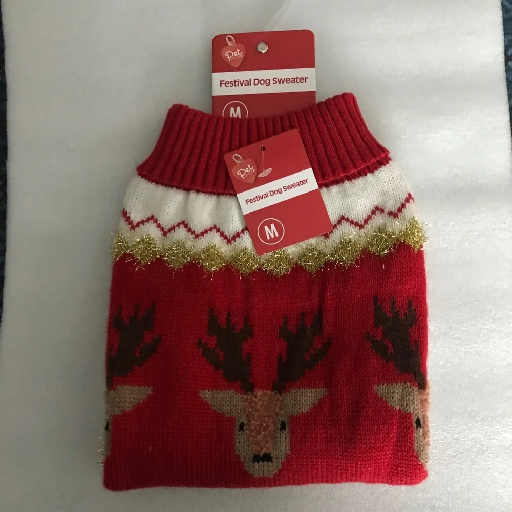 Pet Central Festival Dog Sweater NEW Size M-14”/35.56cm